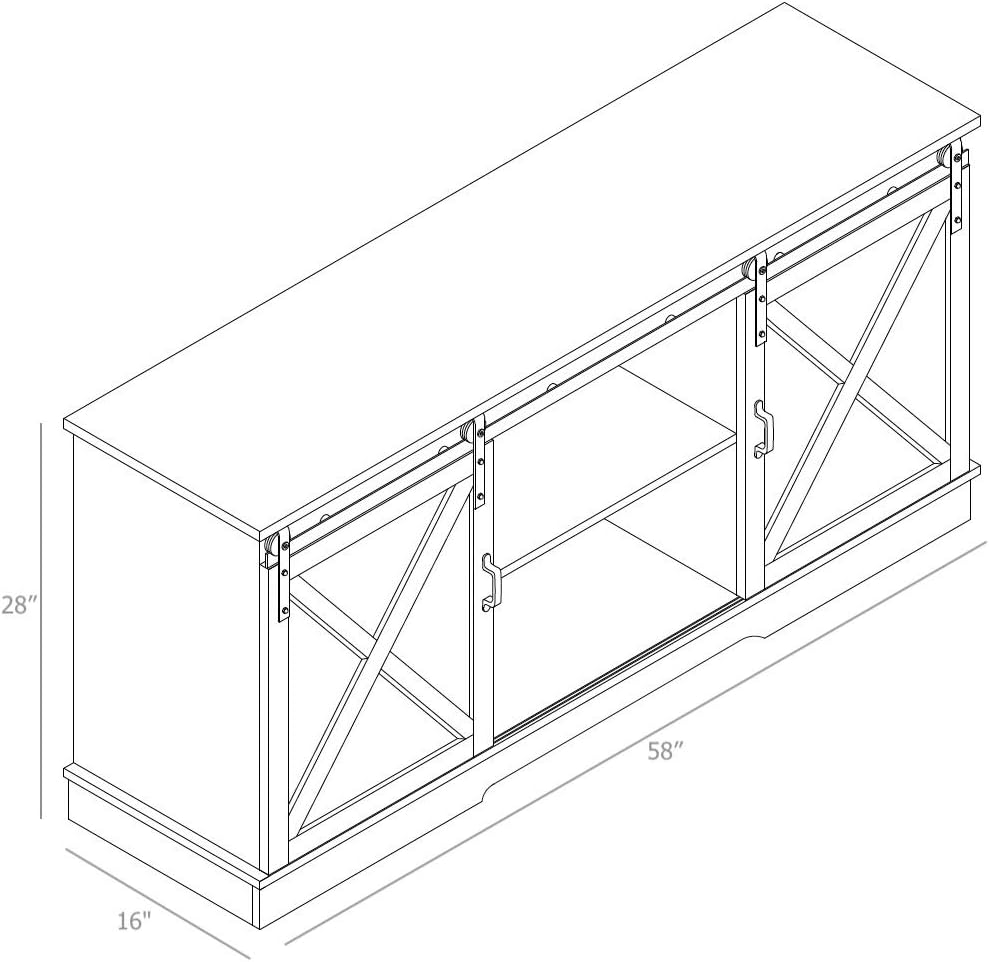 TV Stand, Storage Cabinet with Sliding Barn Doors and Adjustable Shelves, Modern 28”H,