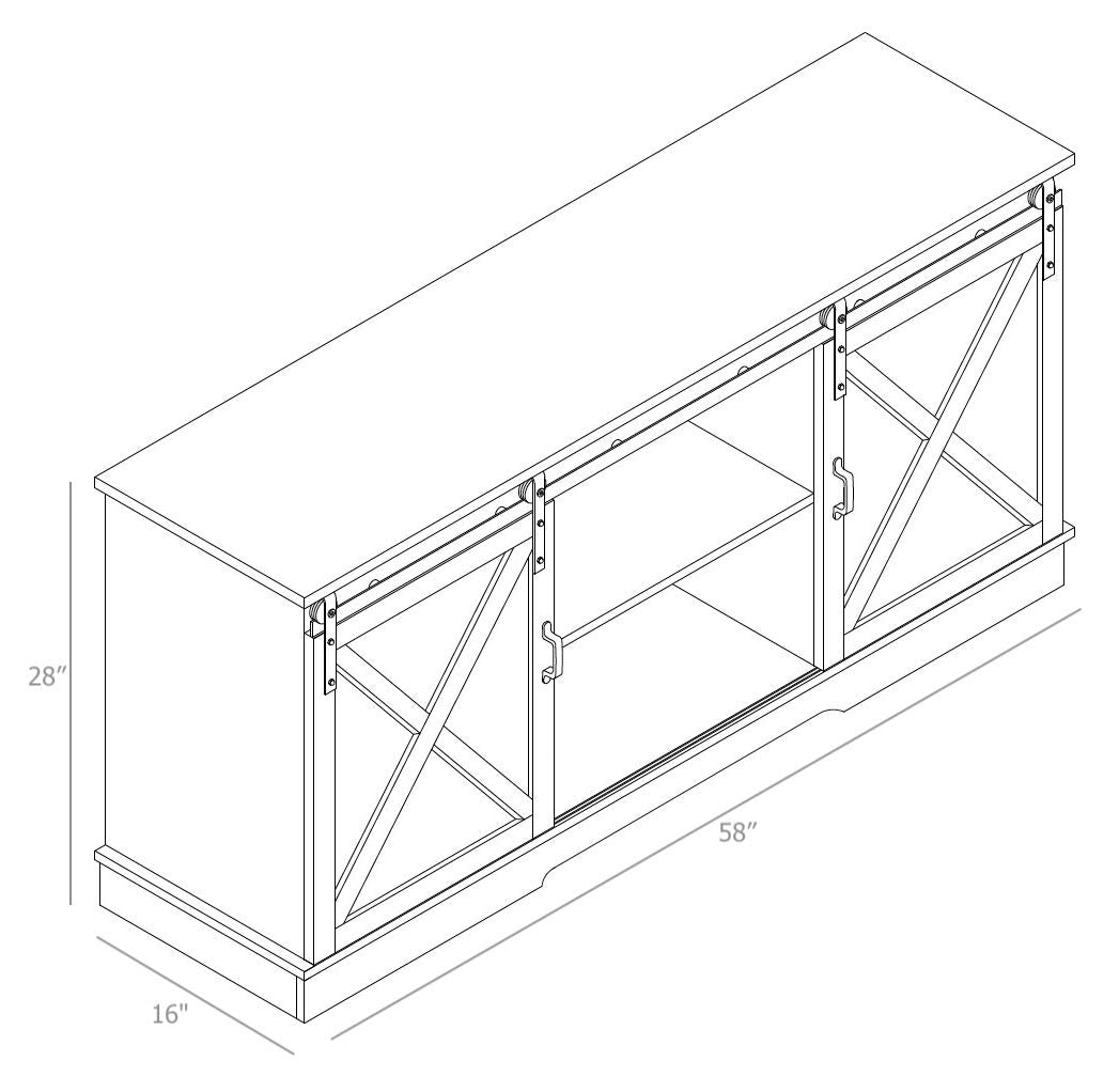 TV Stand, Storage Cabinet with Sliding Barn Doors and Adjustable Shelves, Modern 28”H,