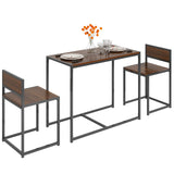 Compact Dining Table Set with 2 Chairs, Small 3 Piece Lunch Table Set