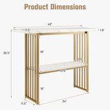 48” Console Table, White Faux Marble Entryway Table with Gold Finished Frame