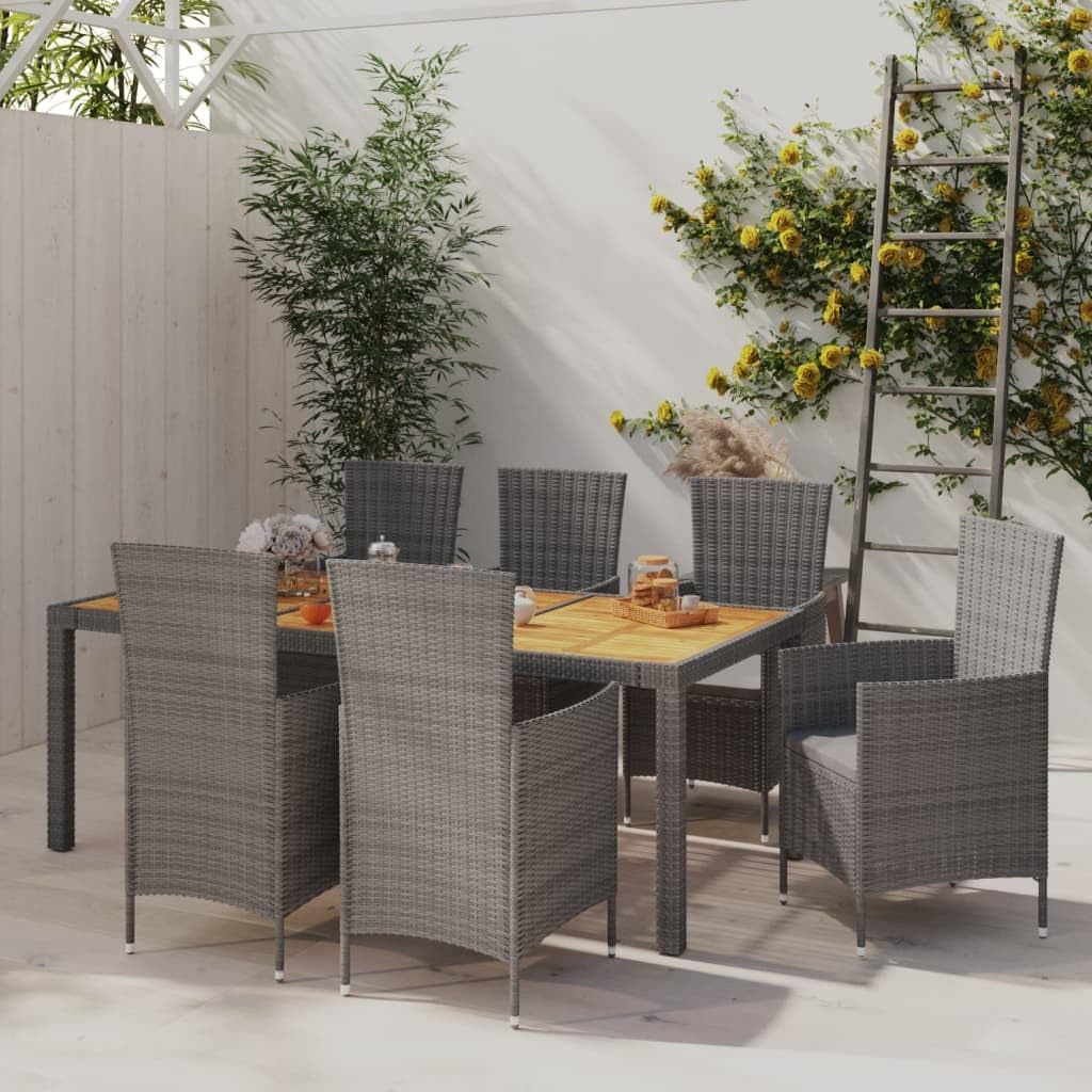 7-Piece Elegant Outdoor Dining Set for Joyful Gatherings, Durable Rattan and Steel