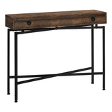 Console Sofa Accent Table, 42" L, Brown Reclaimed Wood-Look/Black Base