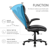 Office Chair 400lbs Height Adjustable Swivel Chair with Padded Flip-up Arms,