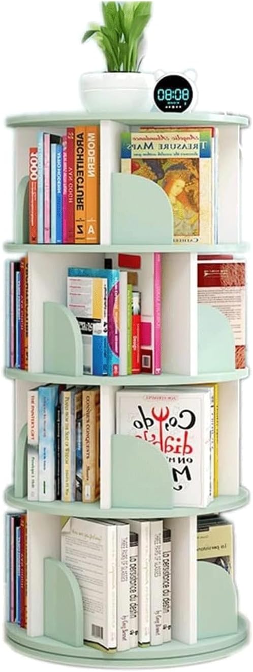 Round Bookshelf Wood Plastic Board Rack Bookcase Adult Kids Bookcase Modern