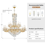 Gold Crystal Contemporary Chandelier Foyer Entryway Lighting, 2-Tier Large Foyer