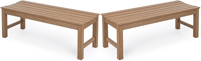 Outdoor Bench, 2-Person Patio Backless Bench with 800 lbs Weight Capacity