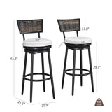 Patio Bar Stools Outdoor Swivel Bar Height Stool Chairs Set of 2