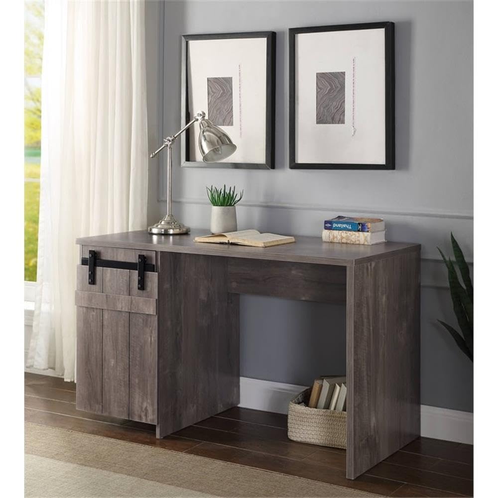 Bellarosa Rectangular 1 Door Wooden Desk in Gray Washed