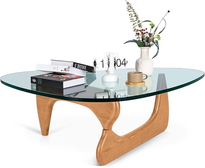 Noguchi Table Triangle Glass Coffee Table Vintage Glass End Table