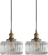 Green Pendant Light Fixtures Striped Glass One-Light Mid Century Ceiling Hanging Light S