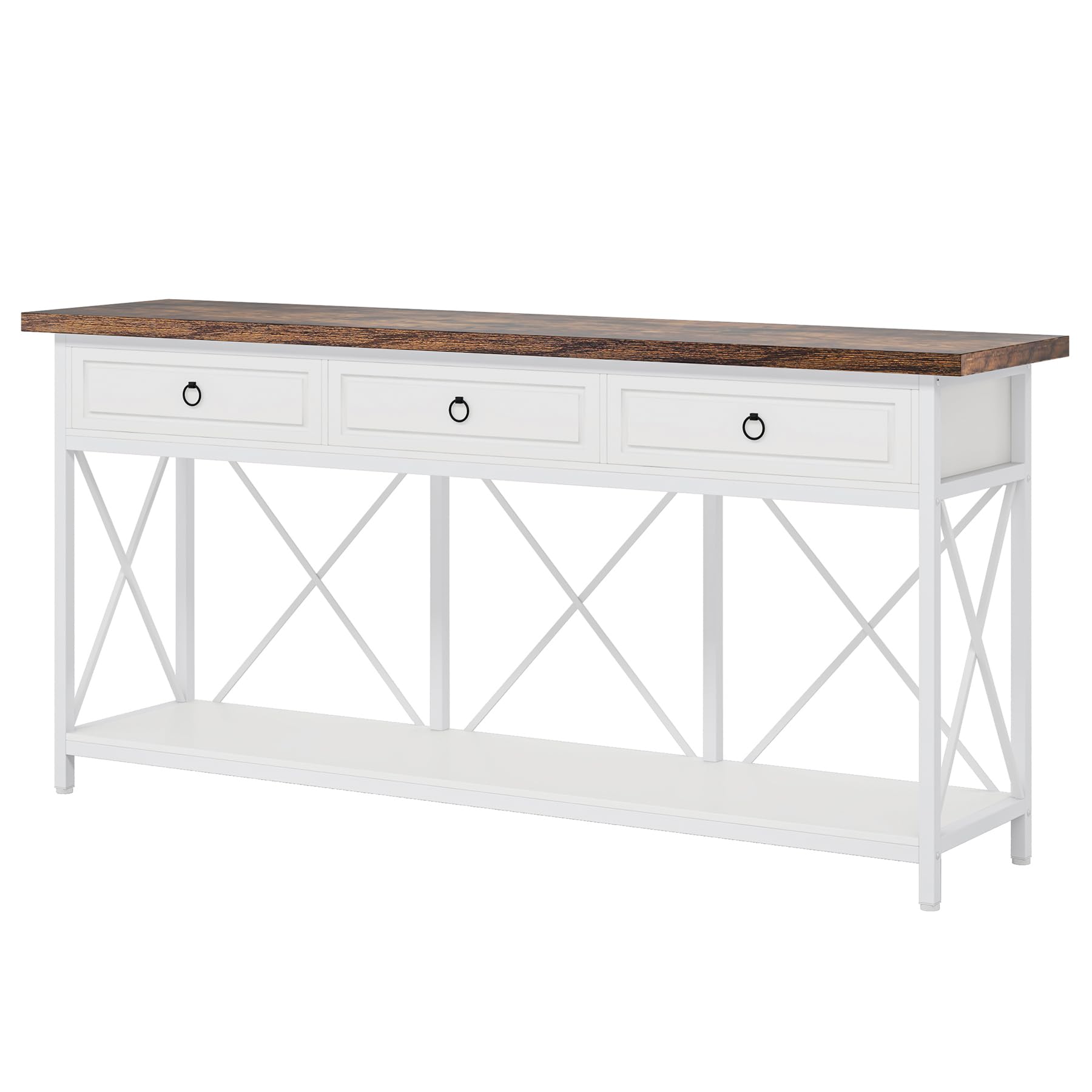 70.8" Console Table with 3 Drawers, Farmhouse Entryway Table with Storage Shelf