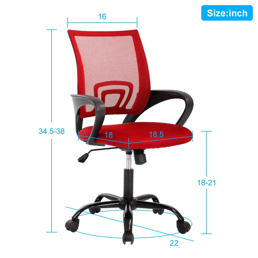 Ergonomic Office Chair,Mid Back Home Office Chair Mesh Office Chair with Lumbar Support Adjustable Computer Chair Task Rolling Swivel Chair Pink Desk Chair with Arms for Working,Meeting