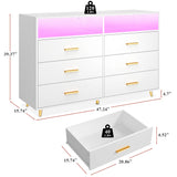 Dresser, Dresser for Bedroom, White Dresser with LED, Wood Dressers & Chests