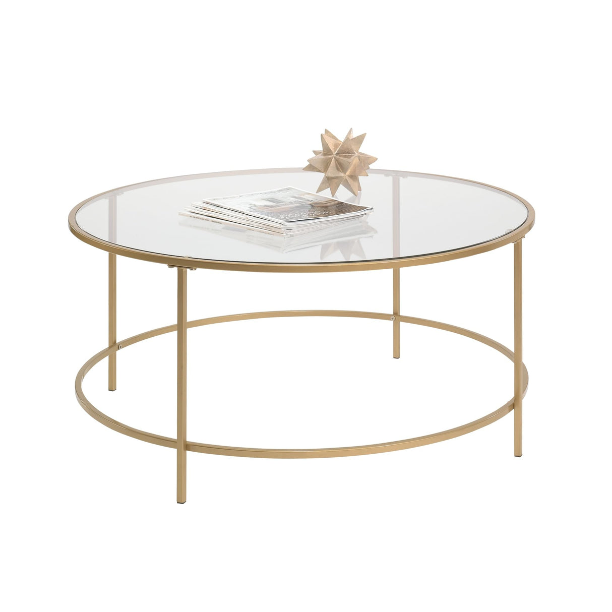 417830 Int Lux Coffee Table Round, Glass / Gold Finish