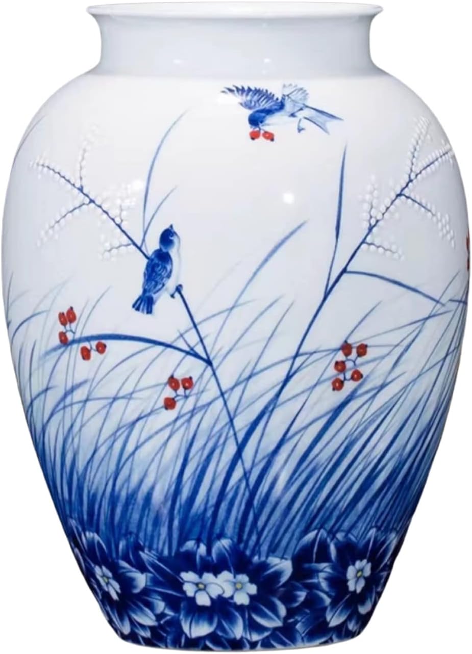 Blue White Vase for Flowers,Modern Ceramic Vase for Pampas Grass