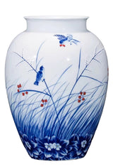 Blue White Vase for Flowers,Modern Ceramic Vase for Pampas Grass