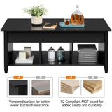 Black Coffee Table, 47.5in Lift Top Coffee Table, Lift Up Center Table