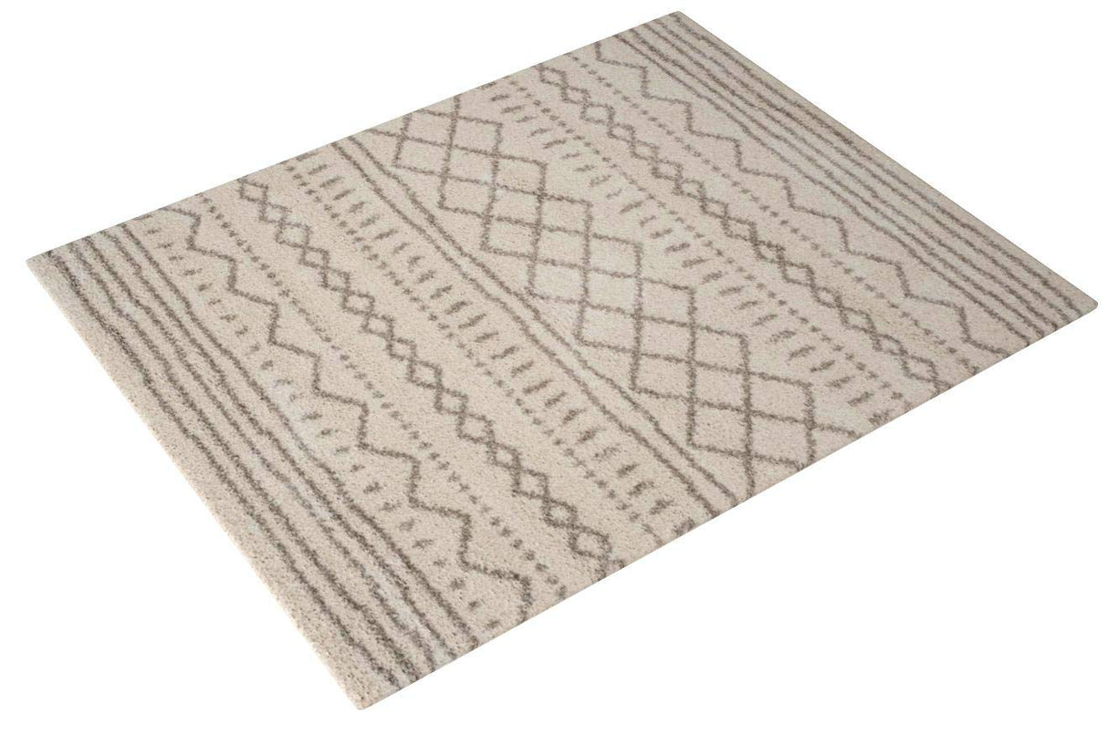 Arizona Shag Collection Area Rug - 8' x 10', Ivory & Beige, Moroccan Design