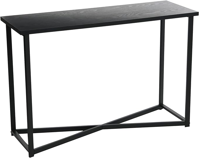 Jamestown Console Sofa Table Black Oak Wood Grain and Black Metal