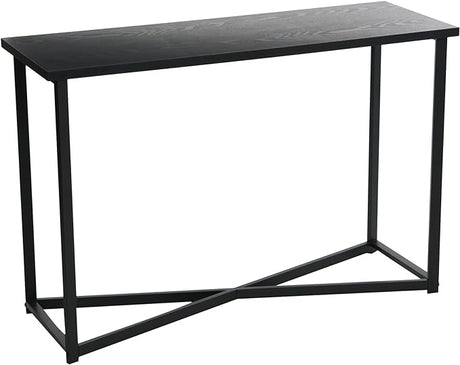 Jamestown Square Side End Table with Storage Shelf Rustic Slate Concrete and Black Metal