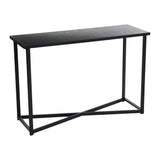 Jamestown Console Sofa Table Black Oak Wood Grain and Black Metal