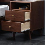 Side Table All Solid Wood Bedside Cabinet with Double Drawer Storage Cabinet