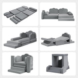 Modular Kids Play Couch, Toddler&Child Convertible Foam Playing Sofa,DIY Creative Fort Building for Playroom, Freely Removable, Grey