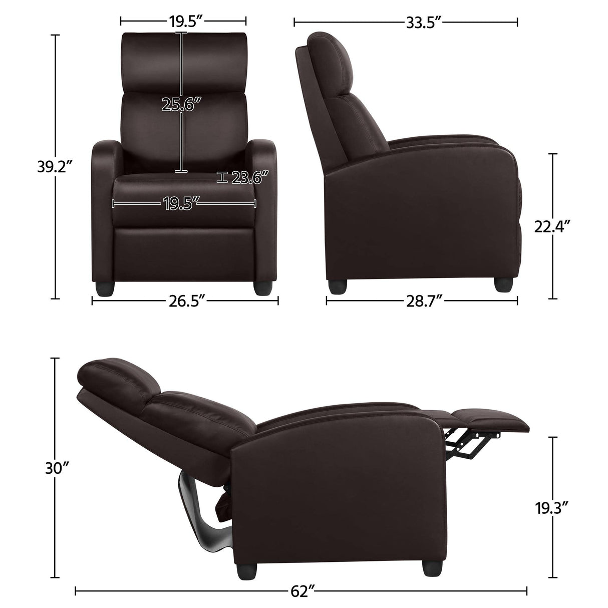 Recliner Chair Home Theater Seating PU Leather Recliner Sofa