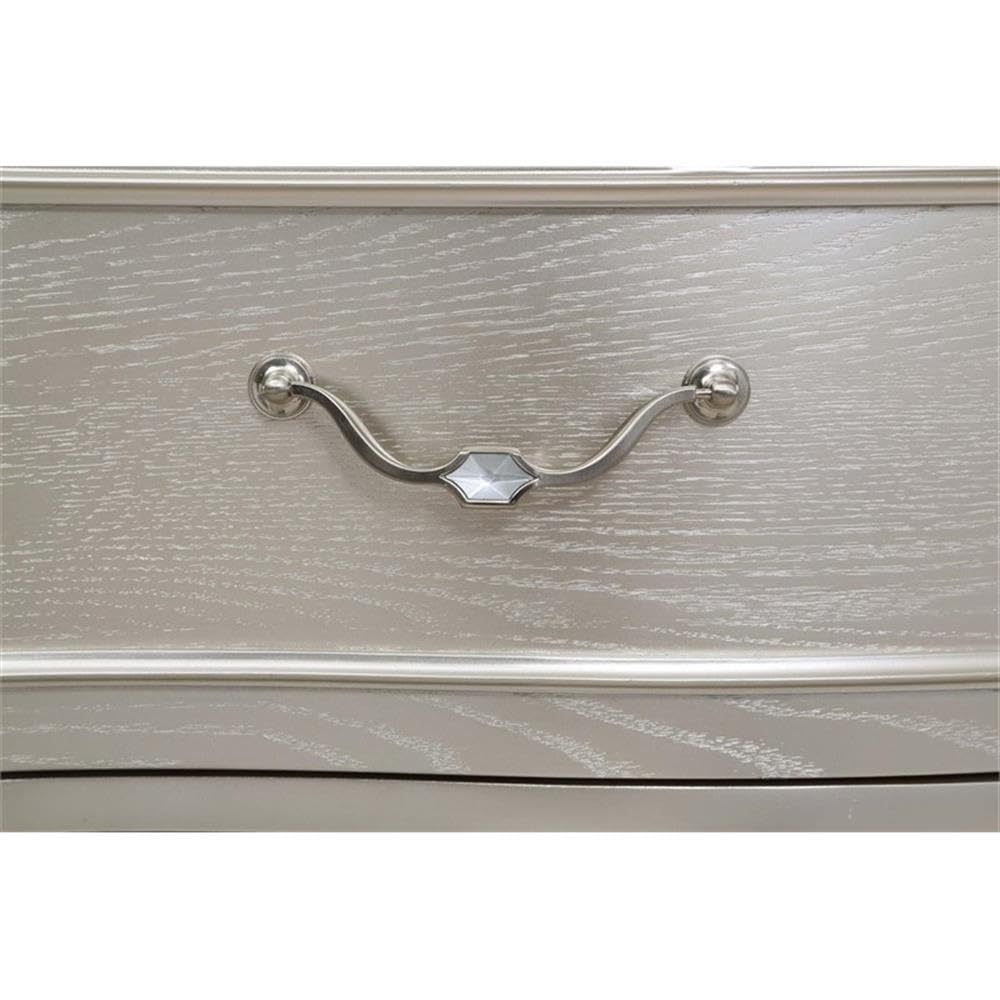 4-Piece Wood California King Bedroom Set Ivory and Silver Oak