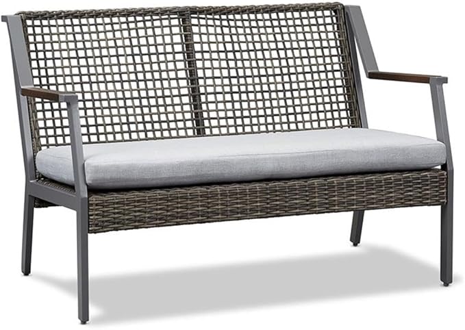 Calvin Outdoor Loveseat, Two-Seater Couch, Powdered Aluminum Frame