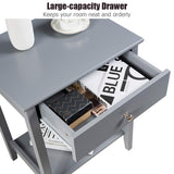 Nightstand Wooden 2-Tier Couch Sofa Side Table with Drawer, Storage Shelf