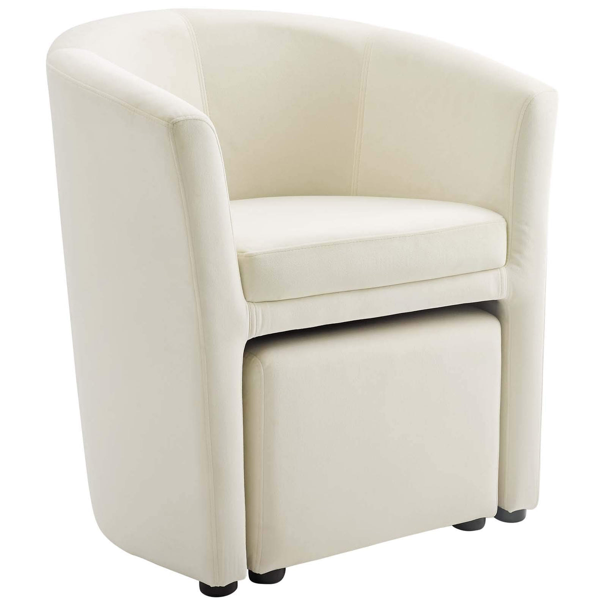 Modway Divulge Performance Velvet Armchair and Ottoman Set in Ivory