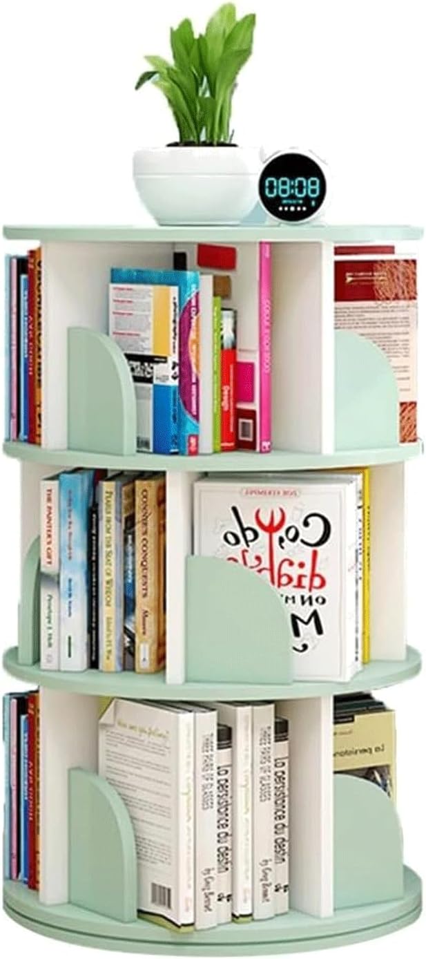 Round Bookshelf Wood Plastic Board Rack Bookcase Adult Kids Bookcase Modern