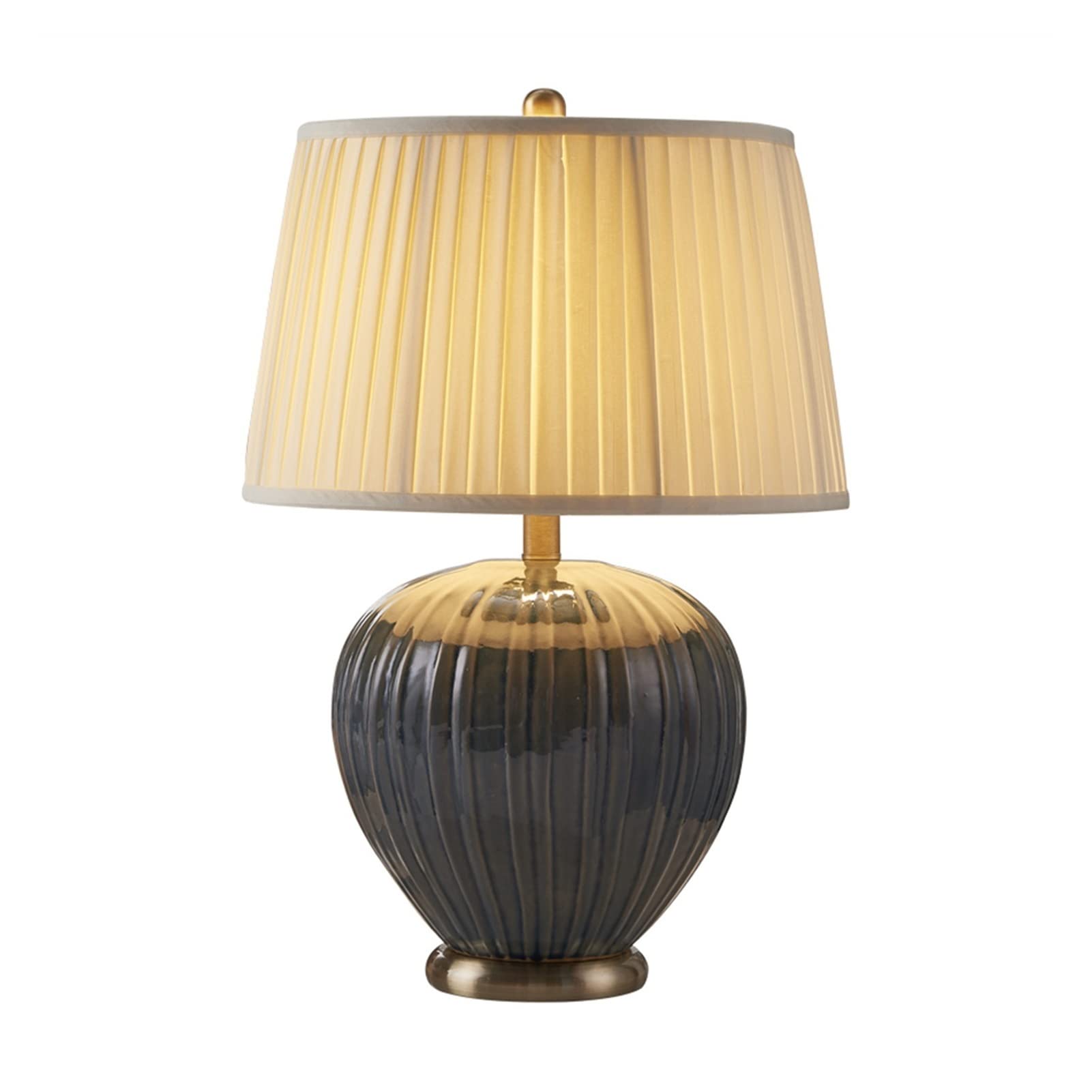 Table Lamp Bedside Lamp with Ceramics Base and Cloth Pleated Shade, Vintage Nightstand