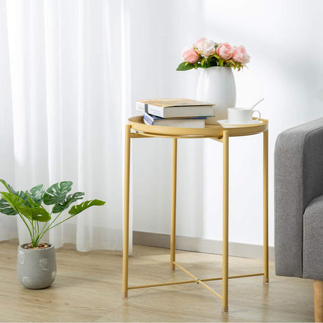 Tray Metal End Table, Sofa Table Small Round Side Tables