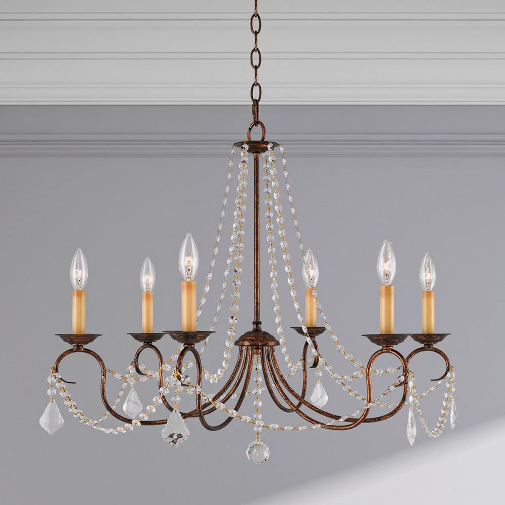 6516-48 Pennington 6 Light Chandelier, Antique Gold Leaf