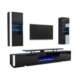 Wall Unit Entertainment Center with Fireplace and Bookshelves, Includes 70" 2-Tier Fireplace