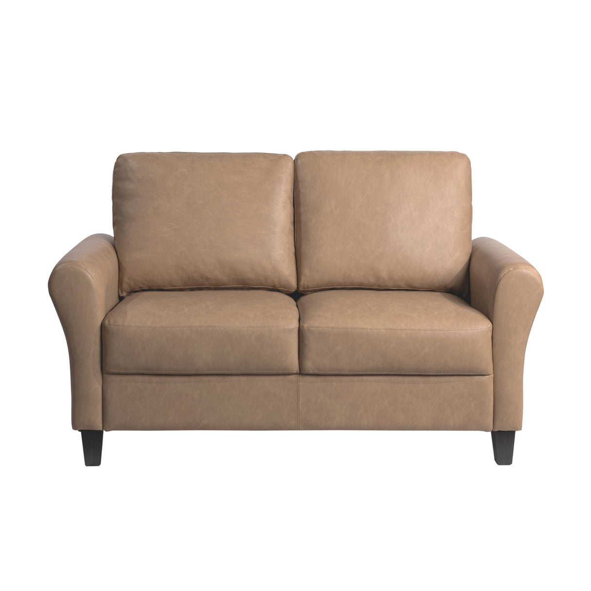 Solutions Watford Loveseat with Rolled Arms, Light Brown