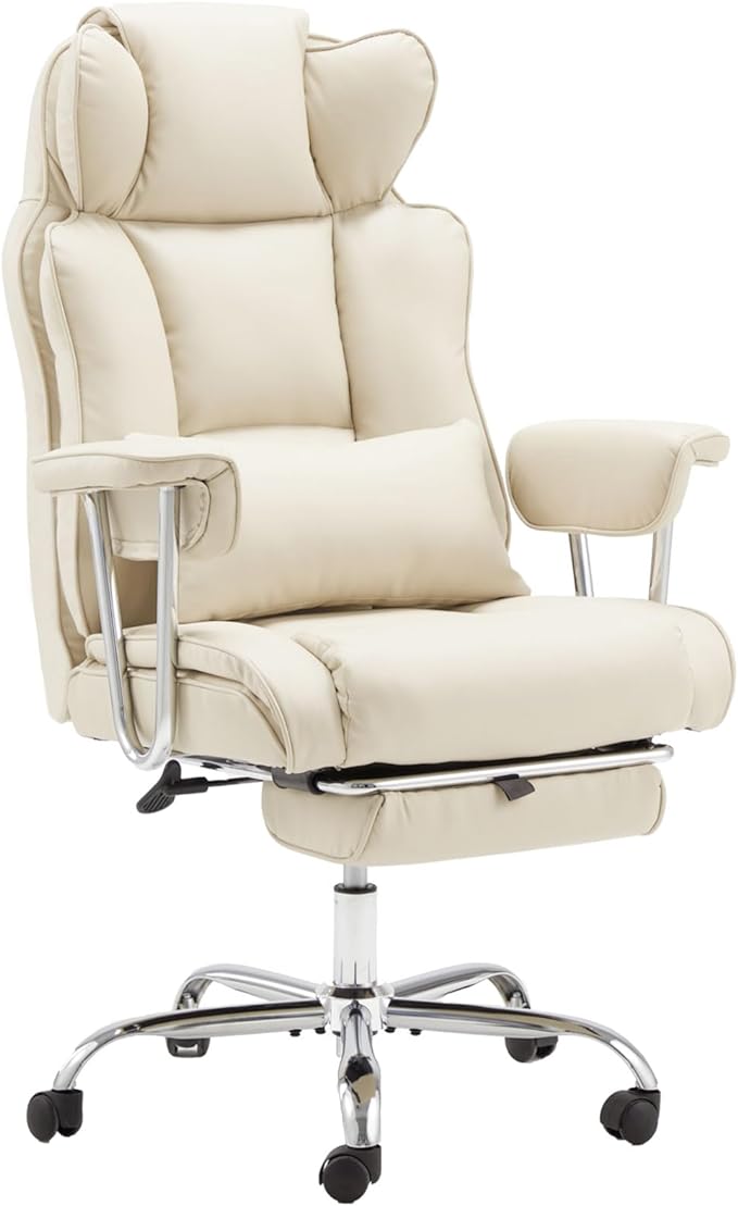 Big and Tall Office Chair with Foot Rest Comfortable Executive Reclining Office Chair