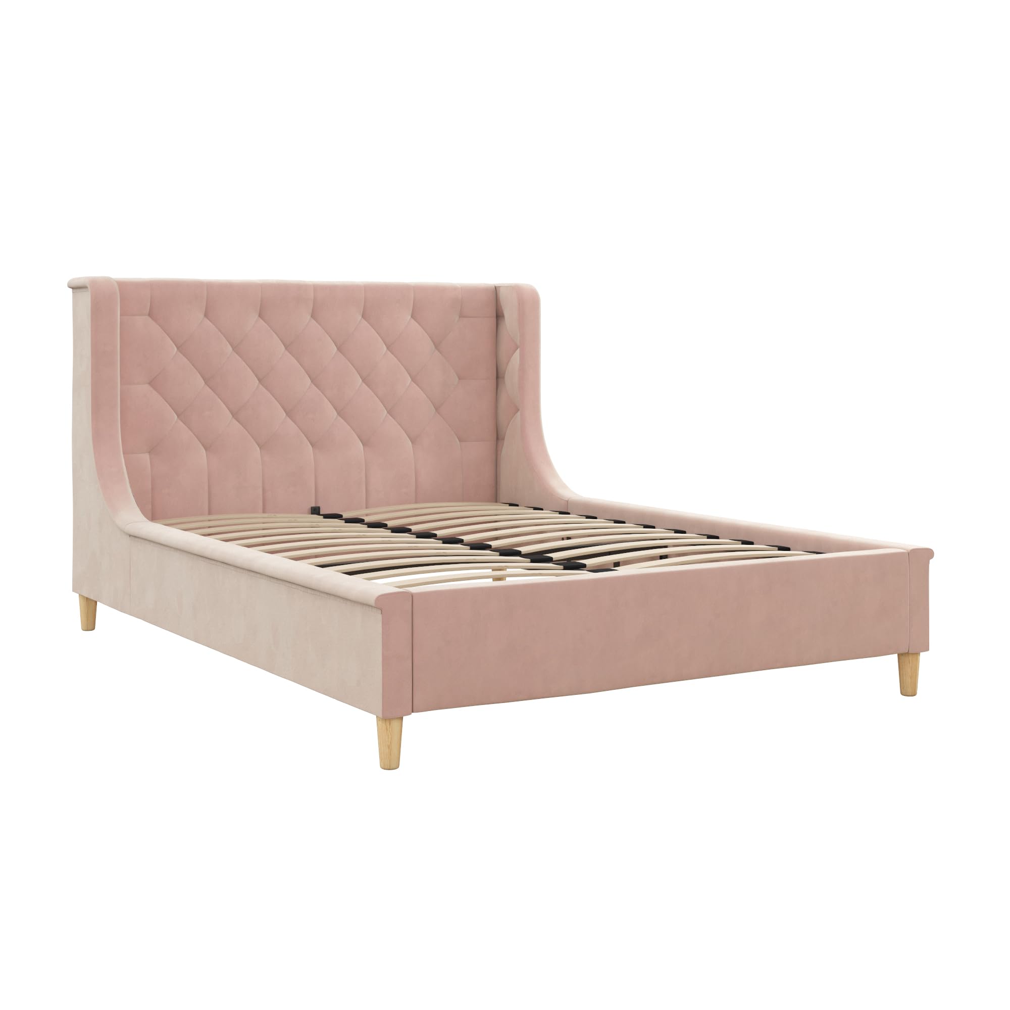 Ambrosia Pink Full Size Upholstered Bed,