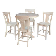 36" Round Top Counter Height Table with 4 Stools, Unfinished Dining Set