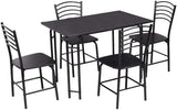 Giantex 5 PCS Dining Table Set 4 Person, Modern Kitchen Table and 4 Chairs, Wooden Top and Metal Legs, Home Dining Room Breakfast Furniture Rectangular Table, Black