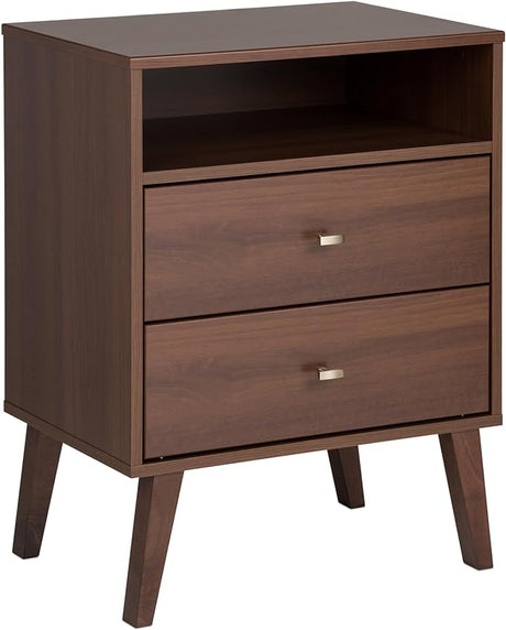 Milo 2-drawer Tall Nightstand with Open Shelf, Cherry