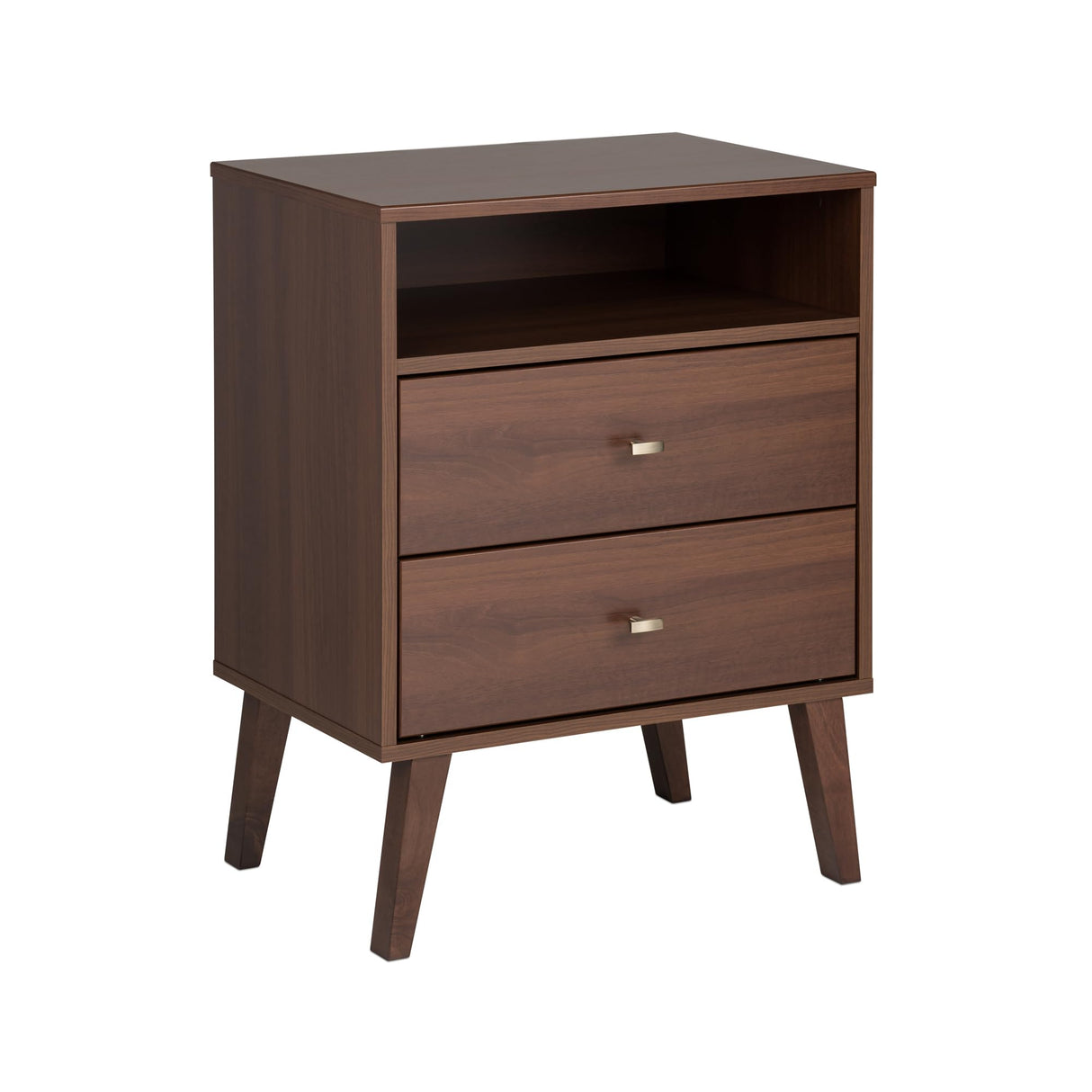 Milo 2-drawer Tall Nightstand with Open Shelf, Cherry