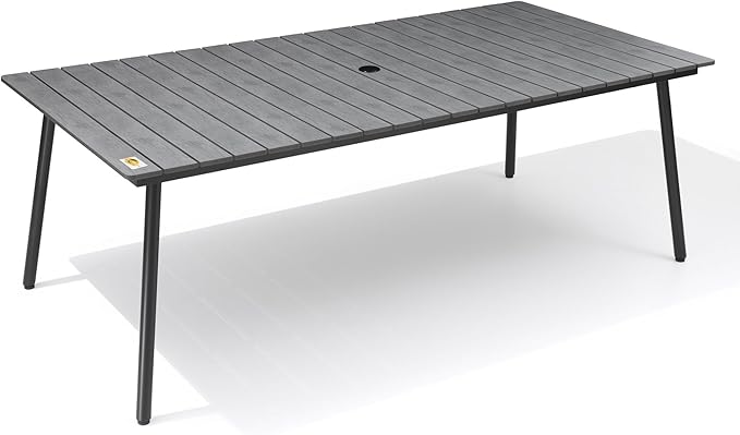Outdoor Dining Table, 70inch Patio Dining Table with Wooden-Like Top and Aluminum Frame