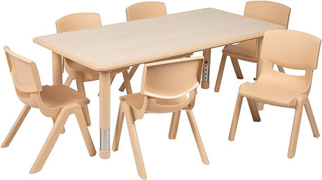 Emmy Adjustable Classroom Activity Table with 6 Stackable Chairs