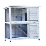 Rabbit Hutch Outdoor, 2-Story Rabbit Cage Indoor with Run, Bunny Cage