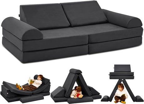 Kids Couch Large, Floor Sofa Modular Funiture for Kids Adults, Playhouse Play Set