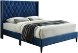 Amelia Velvet Tufted Queen Platform Bed in Gray