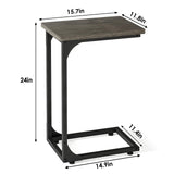 C Table, C Shaped Side Table with Adjustable Feet for Couch, Sofa Table for Living Room